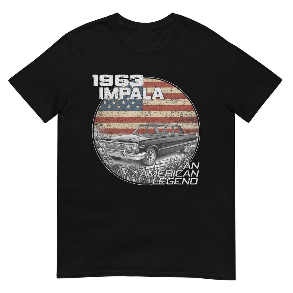 Флаг США 1963 63 Impala Силуэт Muscle Car Футболка
