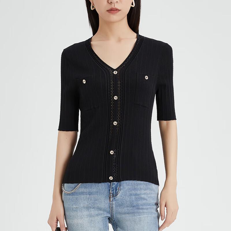 Shetu Women's V-Neck Short-Sleeve Knit Top