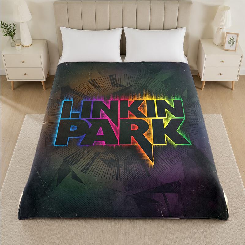Linkin Park Print Flannel Blanket Cozy Lightweight Plush Throw Blanket For Bed Sofa Household Use