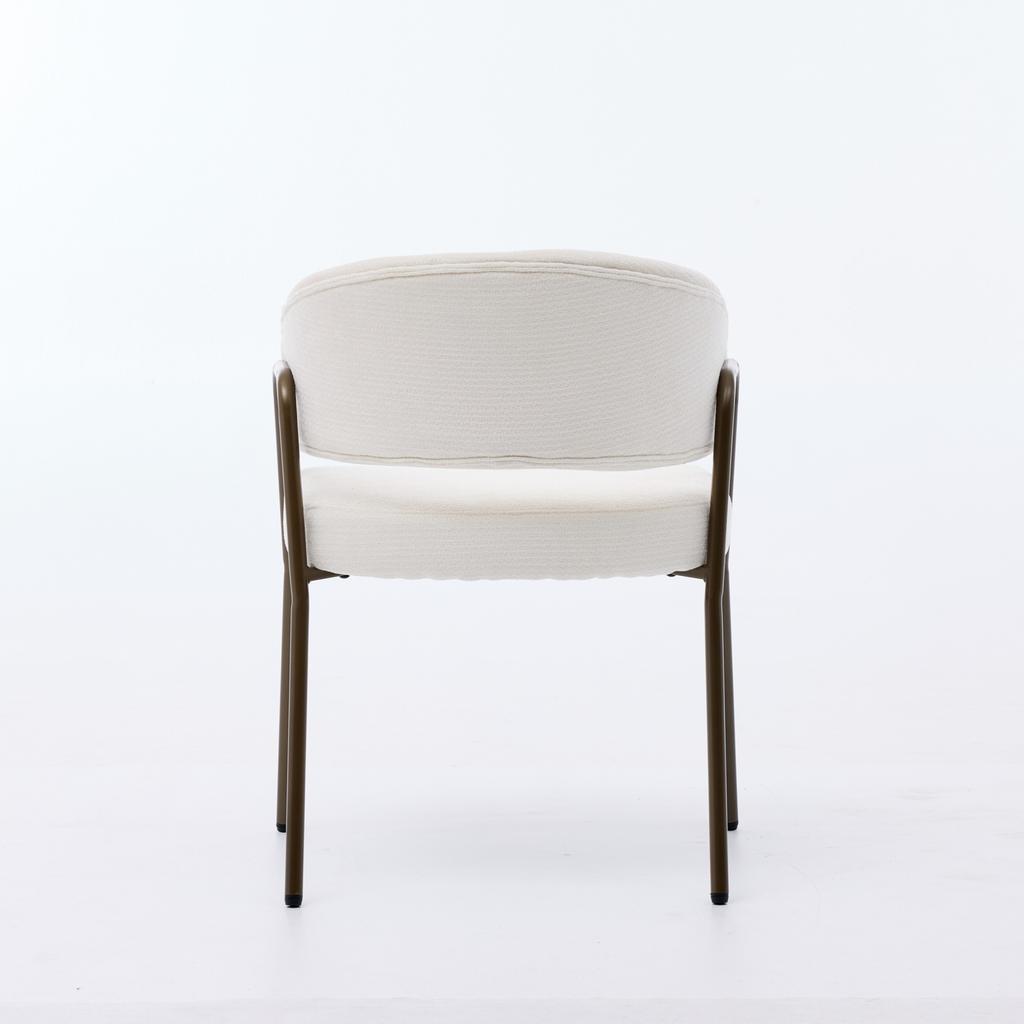 Modern Chenille Dining Chairs with Arms, Upholstered Accent Chairs with Antique Brass Metal Legs for Kitchen, Single Pack, Beige, SW1876BG