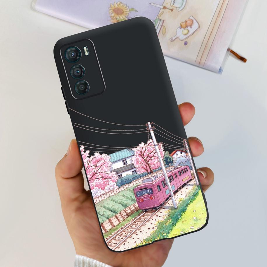 Чехол для Motorola Moto G42 XT2233-2 Мягкий силиконовый черный чехол Стильный чехол для телефона с рисунком Цветы Бабочки Для Moto G42 G 42 MotoG42 Чехол
