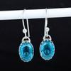 Серьги из стерлингового серебра 925 пробы с голубым топазом Swiss Blue Topaz Gemstone, серьги-подвески из серебра в стиле бохо, подарки для вечеринок, подарки для нее