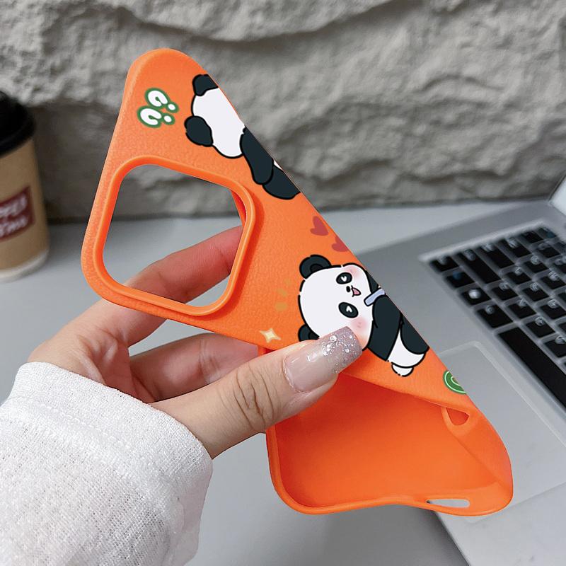 Чехол для телефона с матовой кожей и рисунком панд для iPhone 16 Pro Max 15 Pro 14 13 12 11, тонкий, ударопрочный, мягкий чехол-бампер из ТПУ