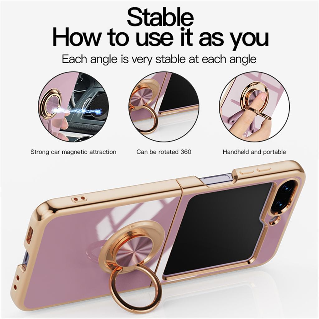 For Samsung Galaxy Z Flip5 5G Case with Astronaut Ring Kickstand 6D Electroplating TPU Phone Cover