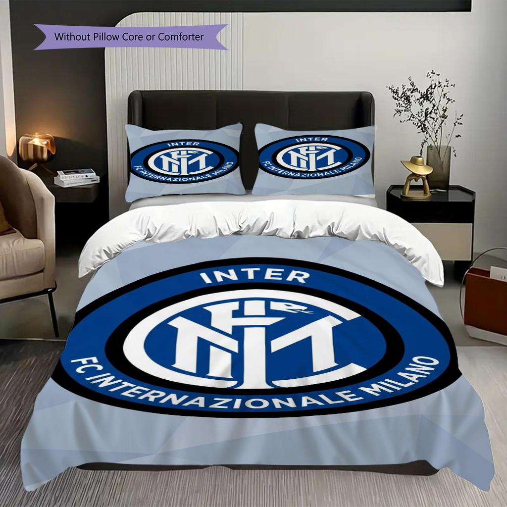 Inter Milan Emblem Vibrant Background Three-piece set (1 * duvet cover + 2 * pillowcase, without core) Bedding set Christmas birthday gift