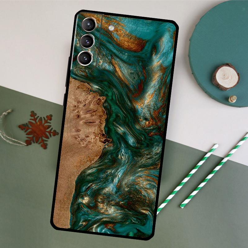 Wood Resin Pattern Phone Case For Samsung Galaxy S25 S20 S21 S22 S23 S24 S26 Ultra S10 Plus S25 FE Back Cover