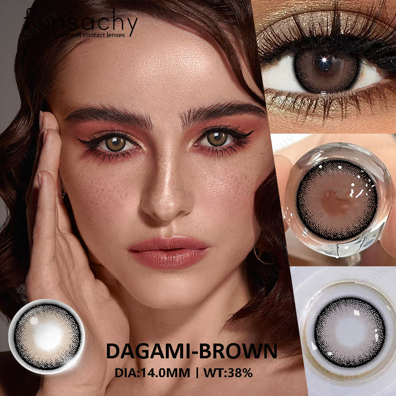FUNSACHY 2pcs New Colored Contact Lenses for Eyes Fashion Cosmetic Brown Pupils Gray Lenses for Eye Multicolored Contact Lens