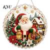 Sparkling Rhinestone Art Christmas Faux Pearl Painting Suncatcher Kit, 3D Nativity/Santa Claus/Bird/Tree Religious Holiday Decorations Beads