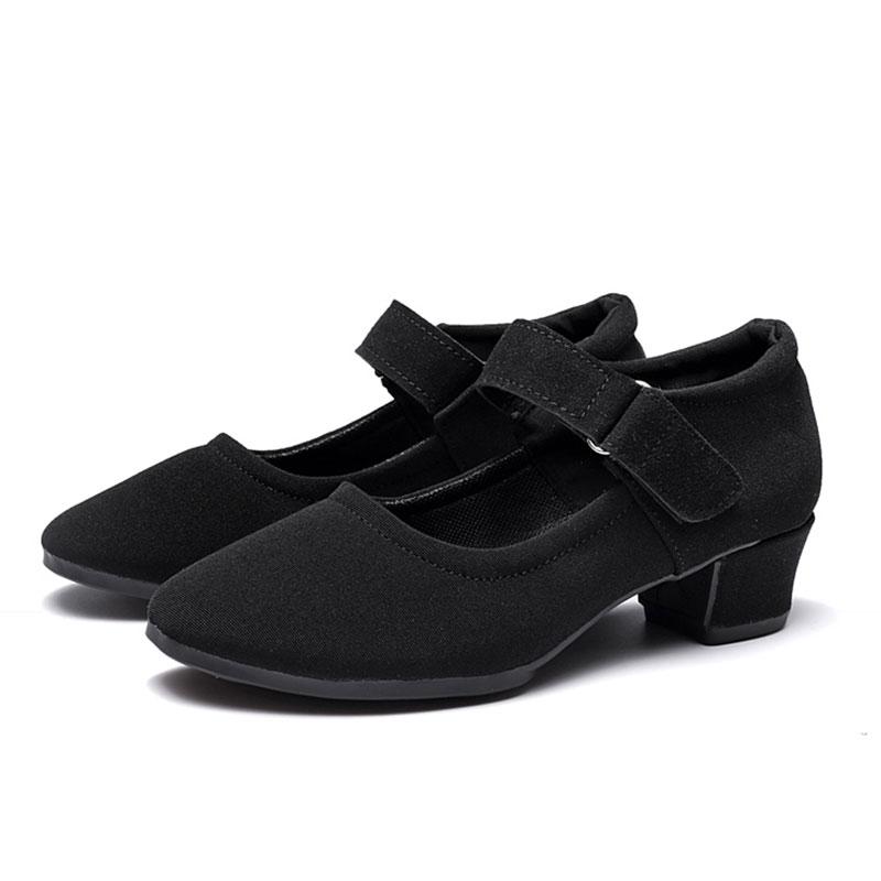Black Canvas Women Social Practice Dance Shoes Ladies Waltz Latin Party Ballroom Standard Shoes Soft Rubber Sole