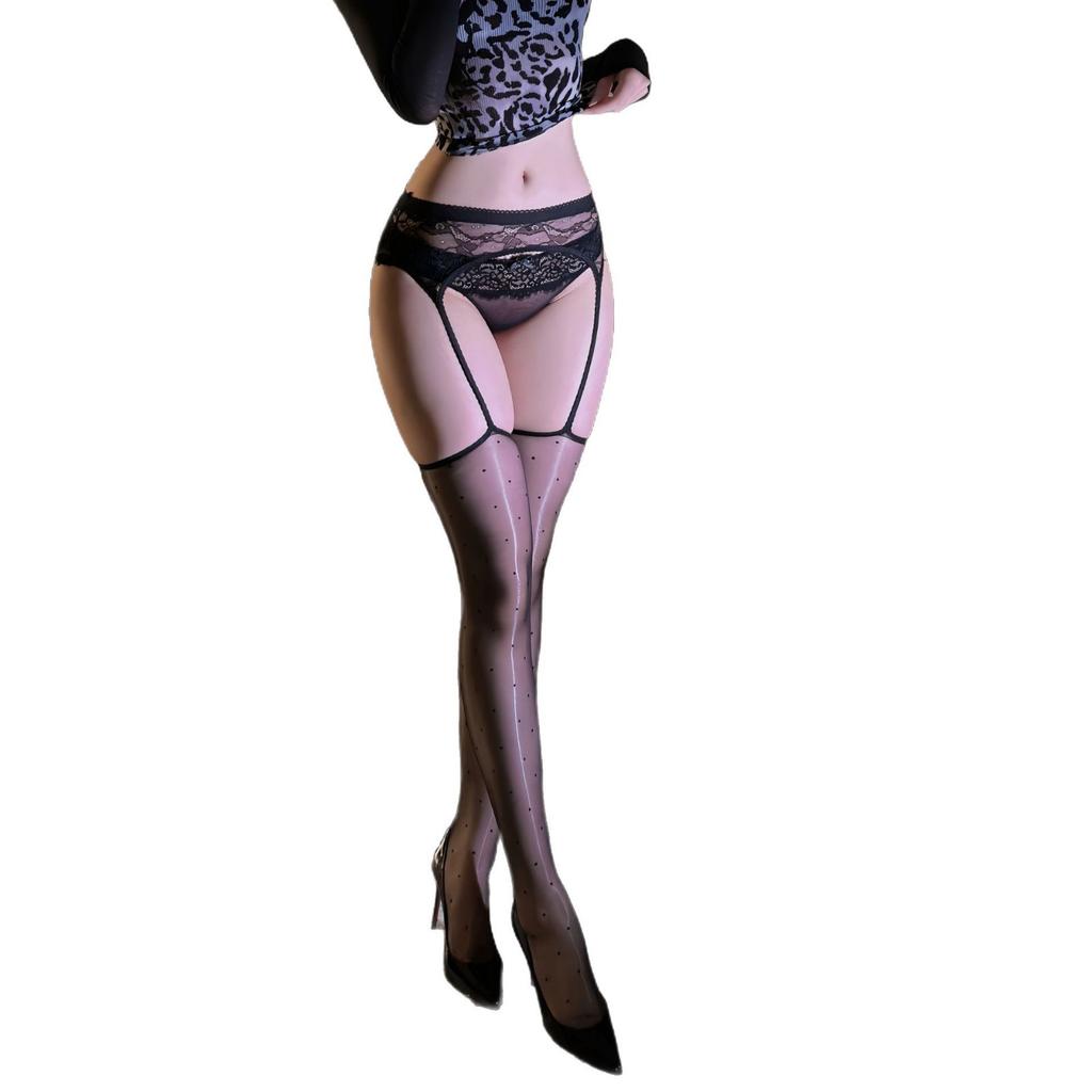 Sex horse oil stockings stockings aurora suspenders integrated stockings women's thin sexy oil bright polka dot pantyhose