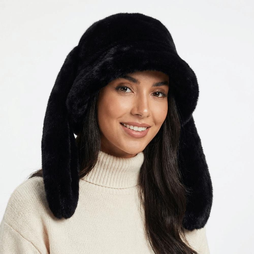 Soft Rabbit Ear Bucket Hat Solid Color Pullover Hat Cute Fisherman Hat For Women