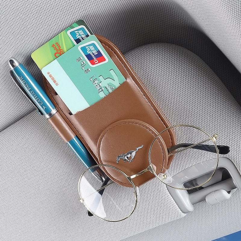 Car Leather Glasses Clip Sun Visor Multi-function Sunglasses Clip Car Accessories For Ford Focus Mondeo MK1 MK2 MK4 MK3 Fiesta ST