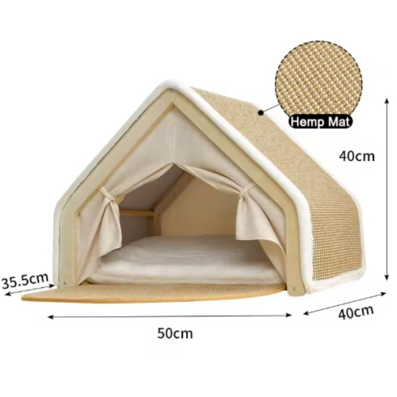 Winter Warm Cat Nest Villa Semi-Enclosed Shell Cat House with Sleeping Bag Scratching Board Sisal Material No Scraps Drop
