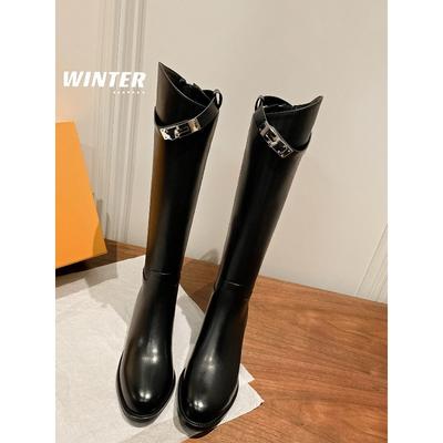 Коровья кожа~ женские ботфорты, женские сапоги до колена, сапоги из натуральной кожи, женские, с пряжкой, высокие, тонкие сапоги-рыцари