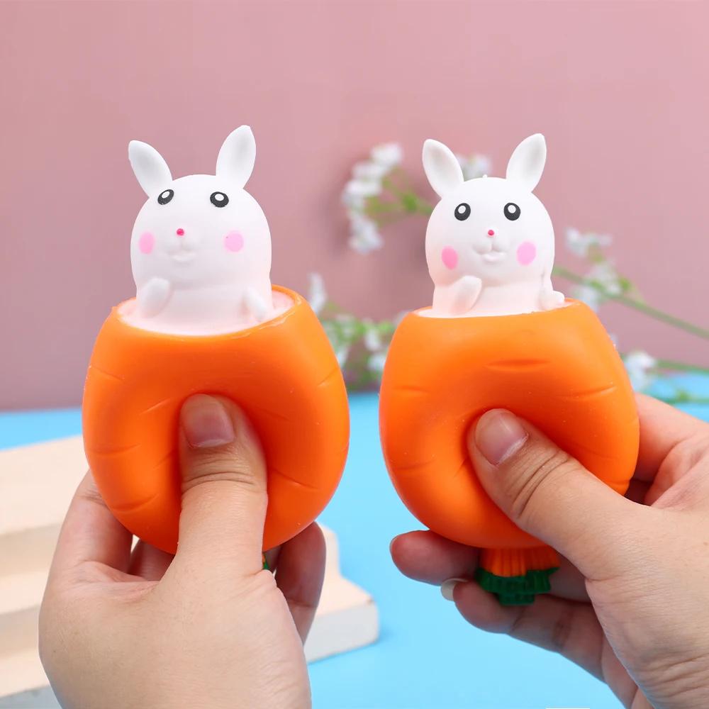 Новая сжимаемая морковка-кролик, игрушки-чашки, игрушки для снятия стресса для детей, пищалка, фиджет, игрушка для декомпрессии, сенсорная игрушка для ребенка, взрослого, младенца, подарок