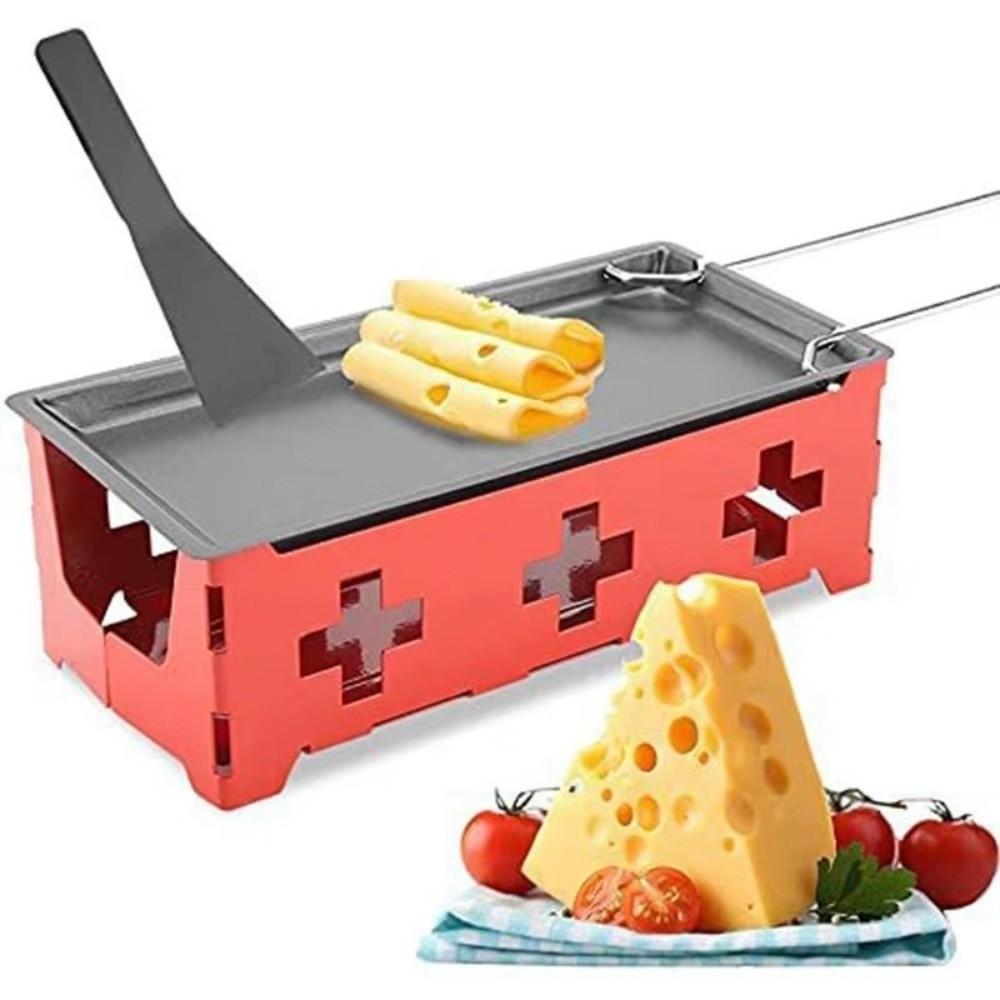 Wooden Handle Cheese Melter Pan Stainless Steel Cheese Fondue Set Non-Stick Cheese Pan Camping