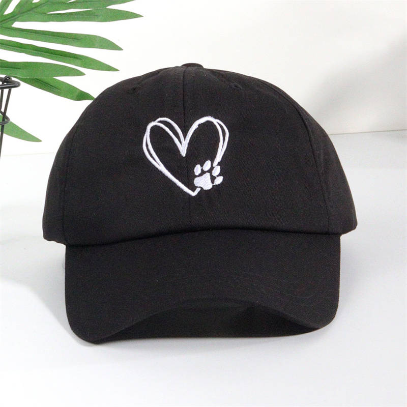 Soft Top Casual Sunshade Baseball Caps All-Match Cute Love Paw Print Wide Brim