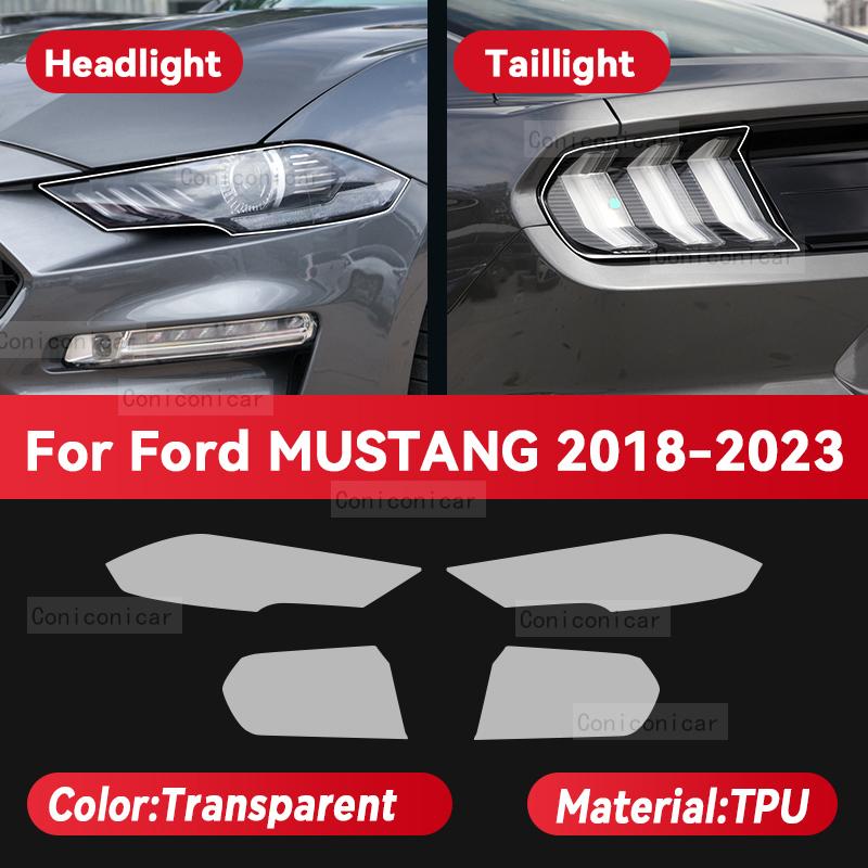 For Ford MUSTANG 2018-2023 Car Headlight Transparent TPU Protective Film Front Light Tint Change Color Sticker Accessories