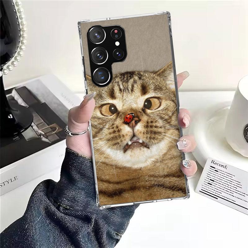 Смешные мемы про кошек для чехла телефона Samsung Galaxy S25 S24 S23 S22 Ultra S21 Plus S20 FE S10 + S25Edge Fundas Cover Coque