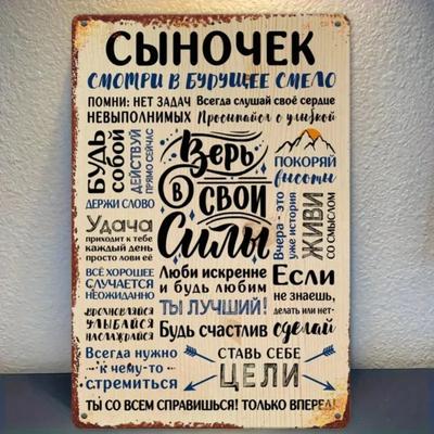 Двумерная плоская печать, деревенская прямоугольная железная табличка "Подарок сыну", декор для кухни с юмористическими русскими фразами, жестяная поделка