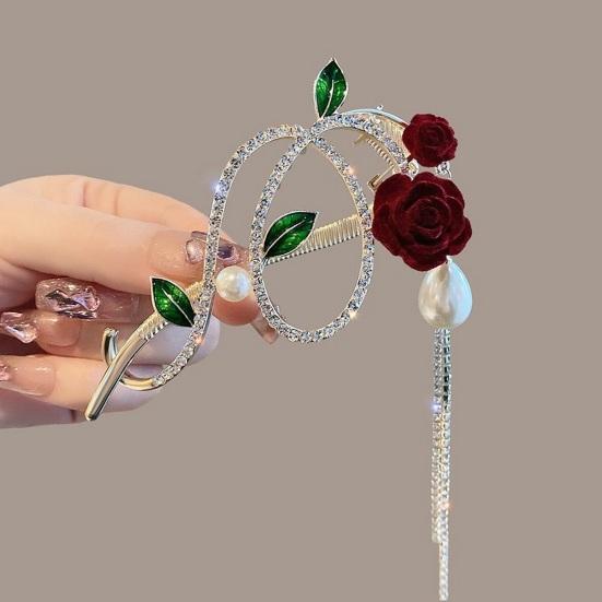 Заколка для волос с кисточками и стразами, искусственный жемчуг, сказочный рыбий хвост, цветок, дизайн бабочки, элегантная заколка для волос, женские аксессуары для волос