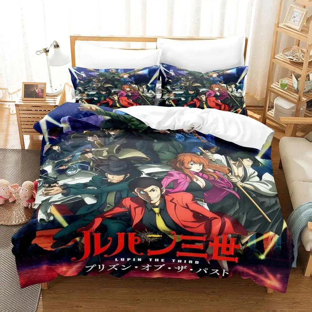 3-й, Аниме 3D-принт Lupin Комплект пододеяльника Односпальный Двуспальный Кинг-сайз Комплект постельного белья для мальчиков Пододеяльник Комплект для кровати Покрывало