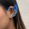 Fashion Blue Painted Elf Ear Cuffs for Women Fish Animal Clip On Earrings Fairy Wings Without Piercing Earrings Wedding Jewelry