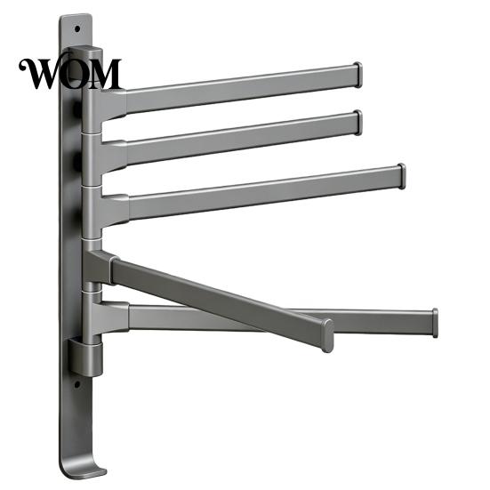 Anti Slip Towel Rail Swivel Rack, 180 Degree Rotating Design, Wall Mounted Space Drill Free Bar Aluminum Swing Holder, Anti-slip Organizer for Kitchen