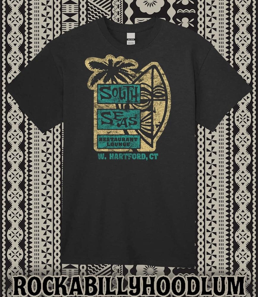 Retro Tiki Art Tee T Shirt Cotton Bar Mug Restaurant South Seas West Hartford CT