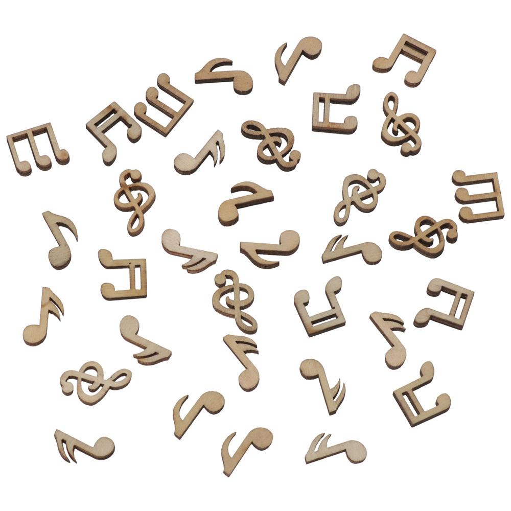 Wooden Musical Note Pendant Log Color U-shaped Pendant Cartoon Pattern Art