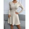 Autumn Women's Slimming Pit Strip Long Sleeve Wool Grab A Dress Short Sleeve
