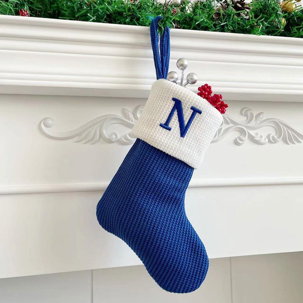 Christmas Stockings Small Embroidered Letter Knitted Xmas Hanging Stocking Decorations Christmas Party Decor