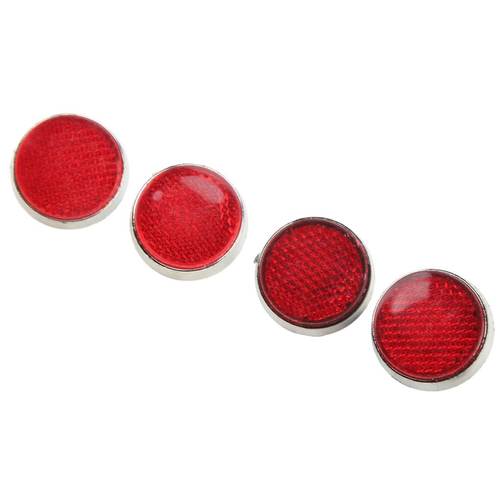 4Pcs Round Reflector 42mm High Brightness Waterproof Stylish Red Safety Reflector For M6 Thread Motorbike ATV Scooters