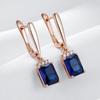 Square Dangle Earrings Vintage Women Accessories Blue Zircon Golden Earrings Party Daily Match Fashion Costume Jewelry