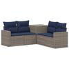 Sofa Set 5 Pcs. Gray and Navy Blue Poly Rattan and Steel