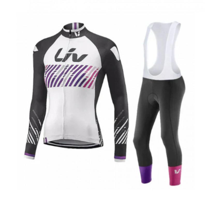 Womens Long Sleeve Cycling Jersey Set Breathable Tour De France Style Bike Riding Outfit