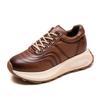 GKTINOO Lace-up Sports Women's Flat Shoes Genuine Leather Sneakers Height Increasing Handmade Comfortable Platform Sneakers