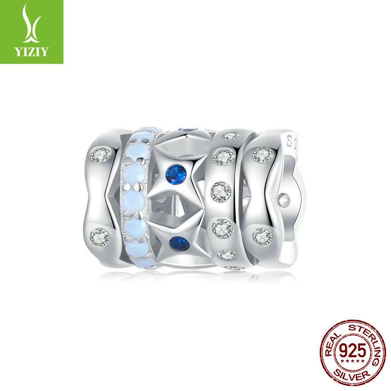 Blue Star Diy Bracelet Necklace Beaded, Dream Romantic Star S925 Silver Bead Accessories