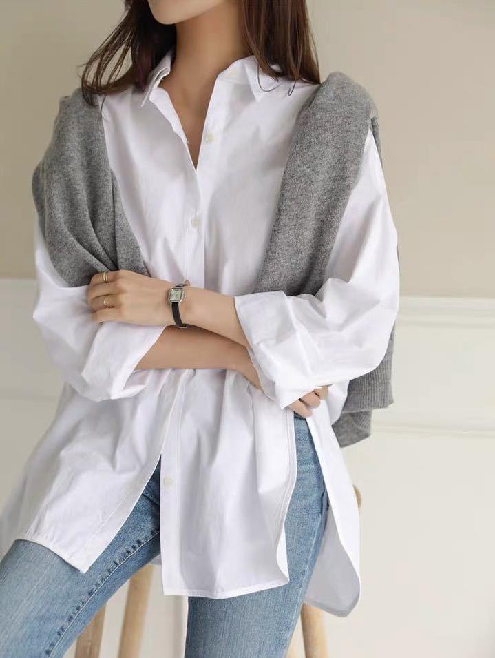 2024 Women's Loose Casual Irregular Button-Down Long Sleeve Shirt for Autumn and Winter