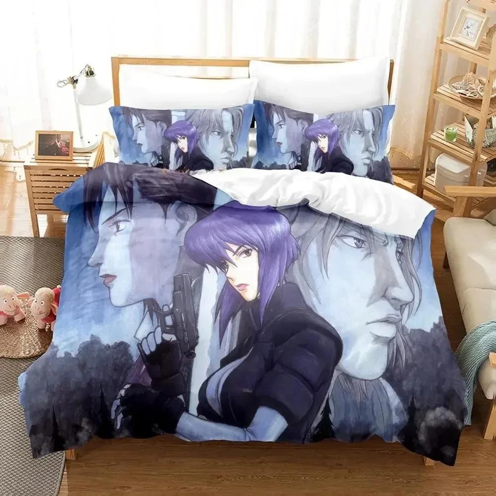 Комплект постельного белья Ghost In The Shell Single Twin Full Queen King Size Bed Set Adult Kids Bedroom Duvetcover Sets 3D Anime Bed Shelf Set