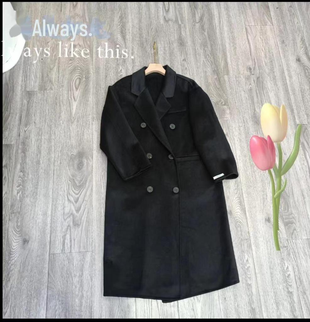 Романтичное розовое двухстороннее кашемировое женское шерстяное пальто - средней длины, зимний стиль