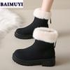 Модные женские ботильоны для снега, меховые балетки на платформе, тренд 2025, замшевые теплые короткие плюшевые челси, зимние новые на молнии, женские ботинки