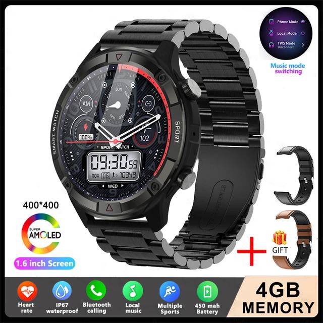 LUCKYSTART Smart Watch Men 2024 Новые спортивные часы с дисплеем 1,6 дюйма AMOLED, 4G ROM, голосовые вызовы, локальная музыка, водонепроницаемые мужские умные часы
