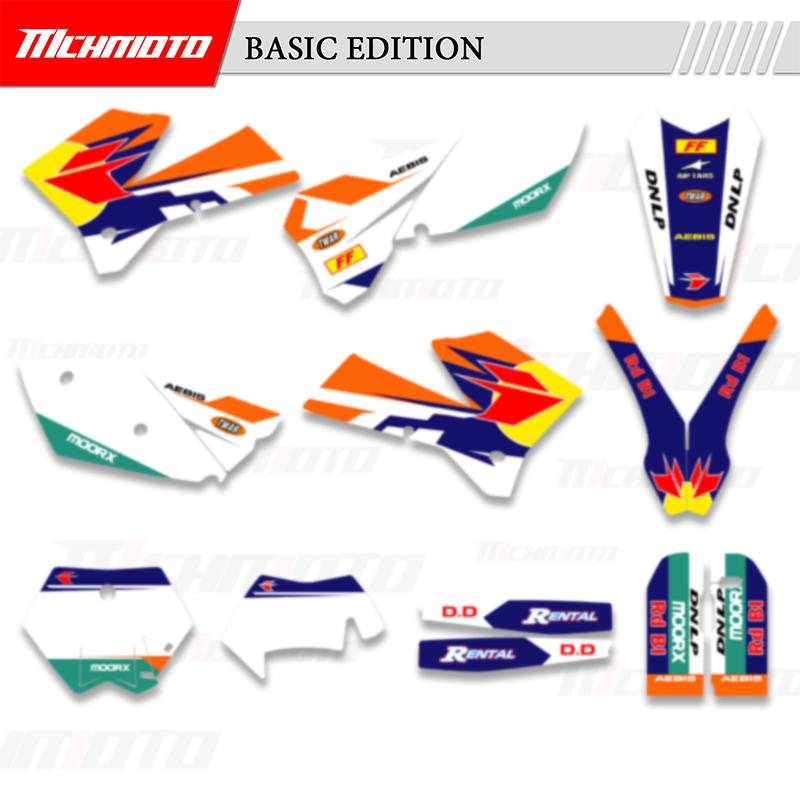MCHMFG Full Graphics Decal Stickers Kit Number Name Background For KTM 125 200 250 300 400 450 525 540 EXC 2005 2006 2007