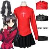 Аниме Fate Stay Night Тосака Рин Косплей Униформа Прекрасный Красный Топ Юбка Юбка с париками Хэллоуин Карнавальные Вечерние Костюмы
