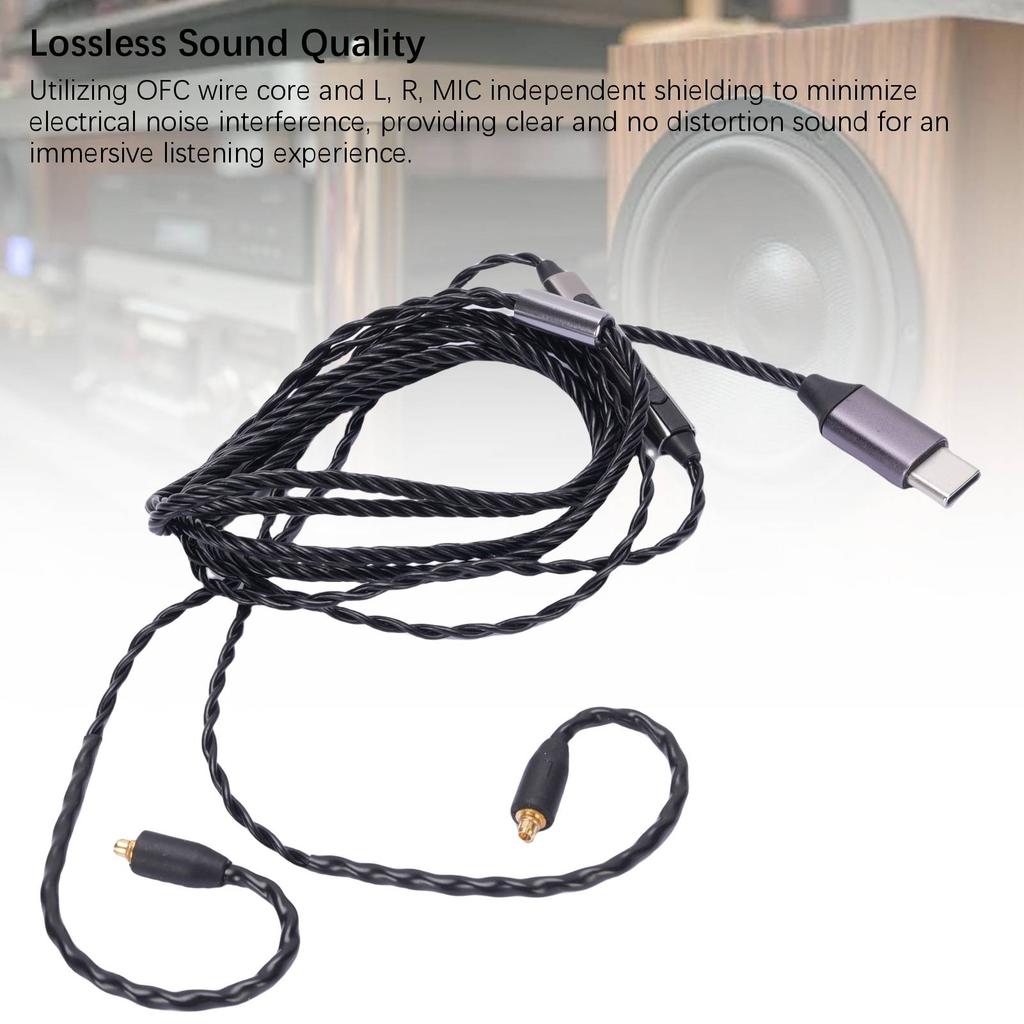 Кабель для наушников Type C, подходит для наушников Sennheiser IE300 IE600 IE900, сменный кабель OFC, встроенный микрофон, 47,24 дюйма