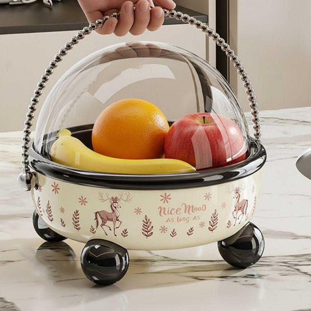 Large Capacity Drain Fruit Serving Plate High Feet Flip Cover Table Fruit Tray Plastic with Handle Snack Tray Candy