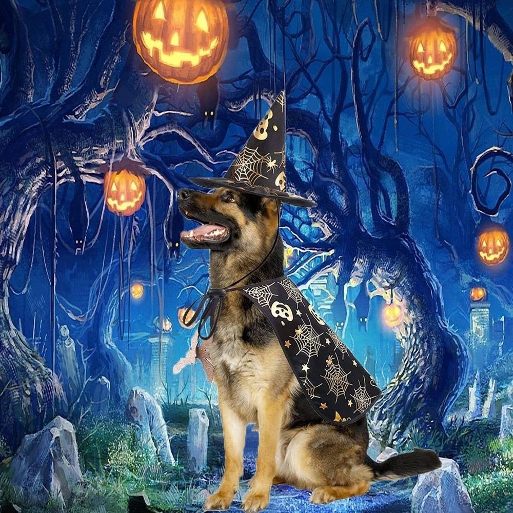 Funny Pumpkin Pet Halloween Costumes Cape Bat Adjustable Cats Cosplay Clothes Black Soft Halloween Pet Apparel Party