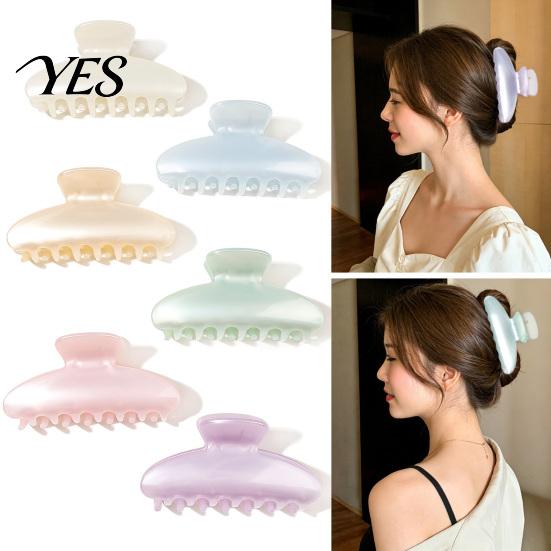 Pearlescent Finish Hair Claw for Women, Semi-Transparent Tones Clip, Large Size Back Head Thick Long Semi-transparent