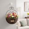 Imitation Rattan Hanging Flower Basket Wear-resistant Handmade Wall Planter Rural Style Wall Mounted Metal Planter Holder